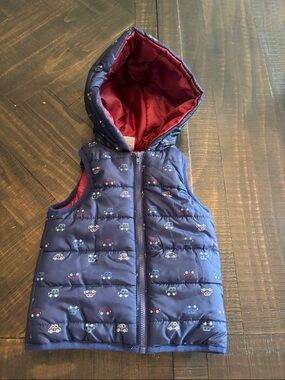 Baby Essentials Navy Blue Puffer Vest with Red Lining